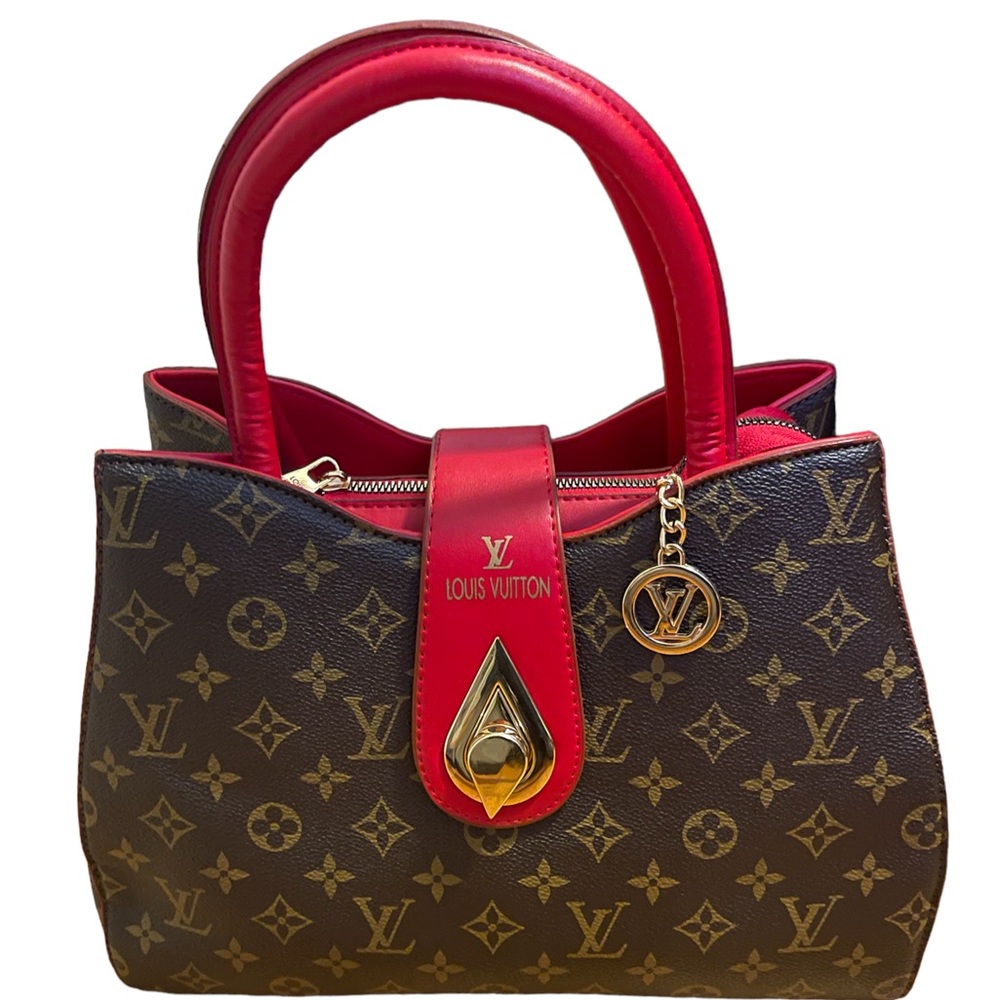 Louis Vuitton Classic Design Ladies Handbag with Red Trim.